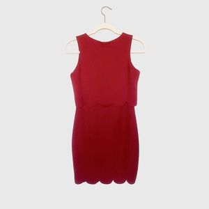 Burgundy Scalloped Body-Con Dress